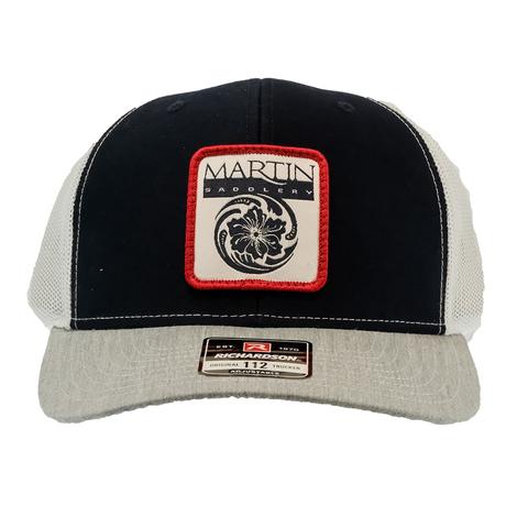 Martin Saddlery Embroided Square Patch Navy White and Heather Grey Cap 